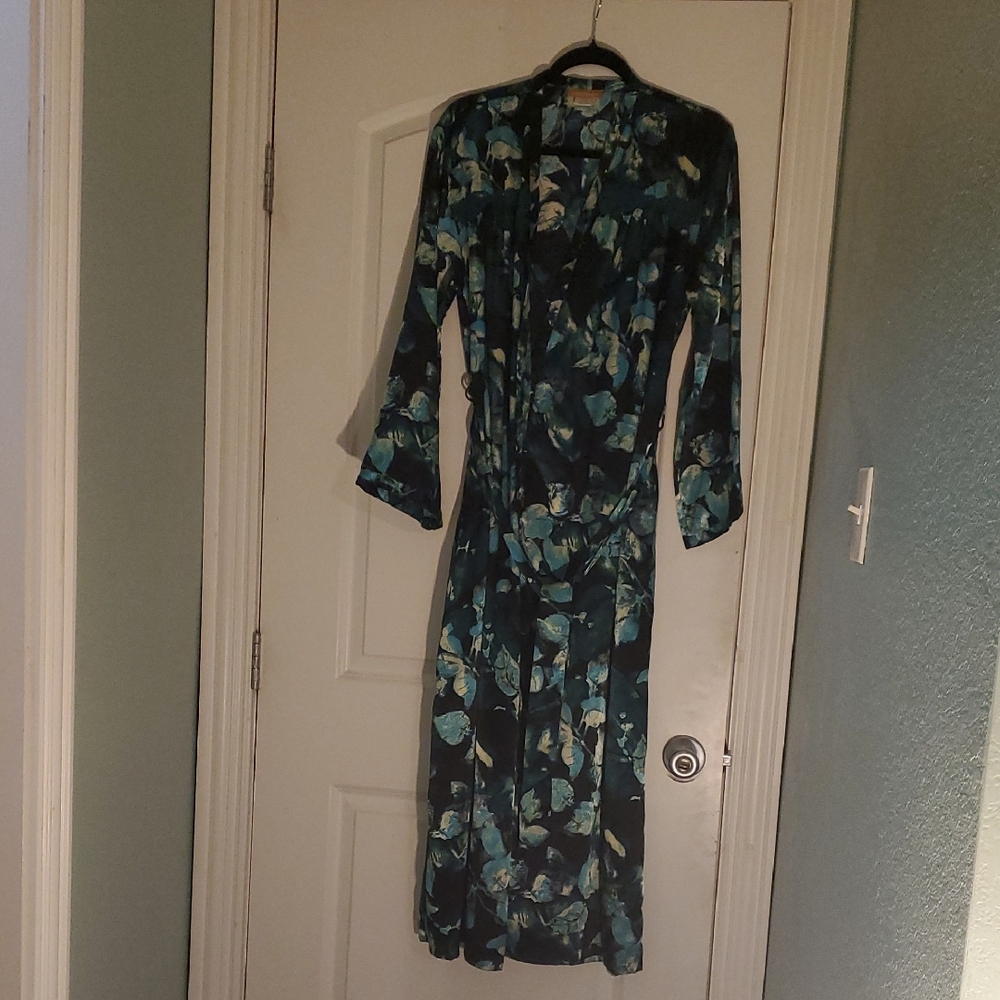 Teal Floral Long Sleeve Maxi Dress